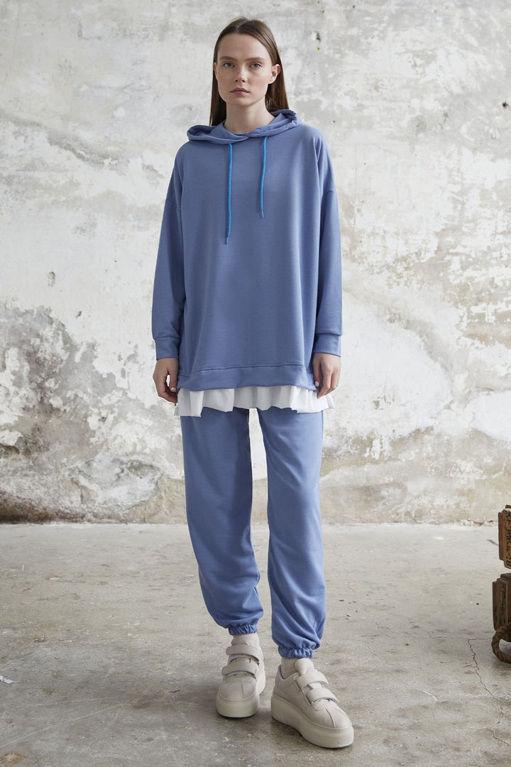 MDS Women Losya Sides Zippered Hooded Two-Piece Set - Blue - Tlacotepec