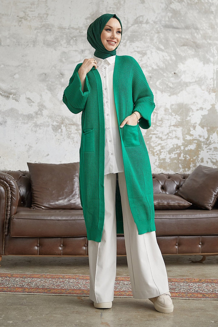 MDS Women Farah Soft Sleeve Cardigan - Green - Roman