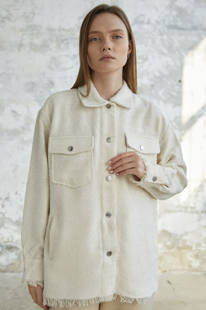 MDS Women Tassel Detail Button-Up Shirt - White - Clarksville