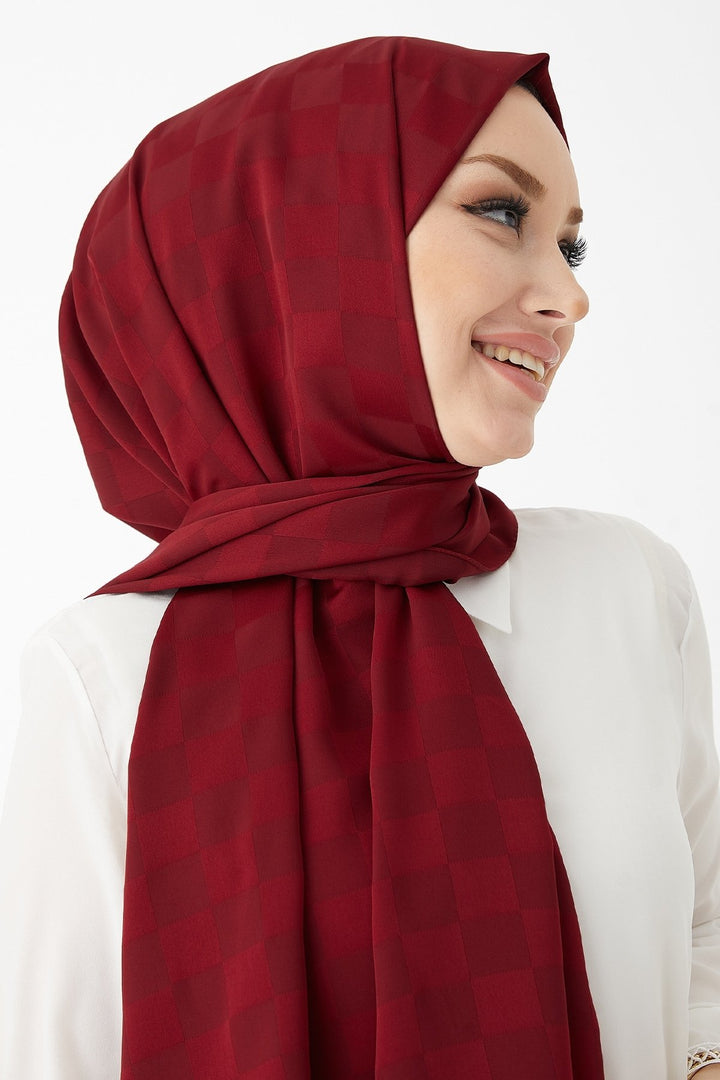 MDS Women Maura Lady Pattern Silky Jacquard Shawl - Burgundy - Youngstown