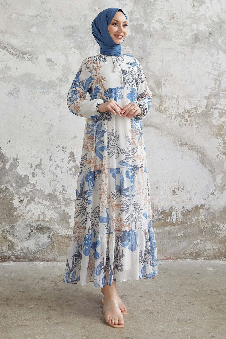 MDS Women Jalya Collar Buttoned Chiffon Dress - Blue - Sault Ste. Marie