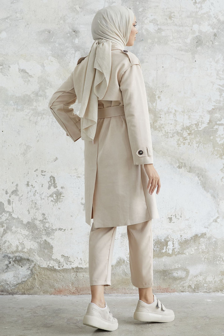 MDS Women Minka Belted Scuba Diving Trench Coat - Cream - Maia
