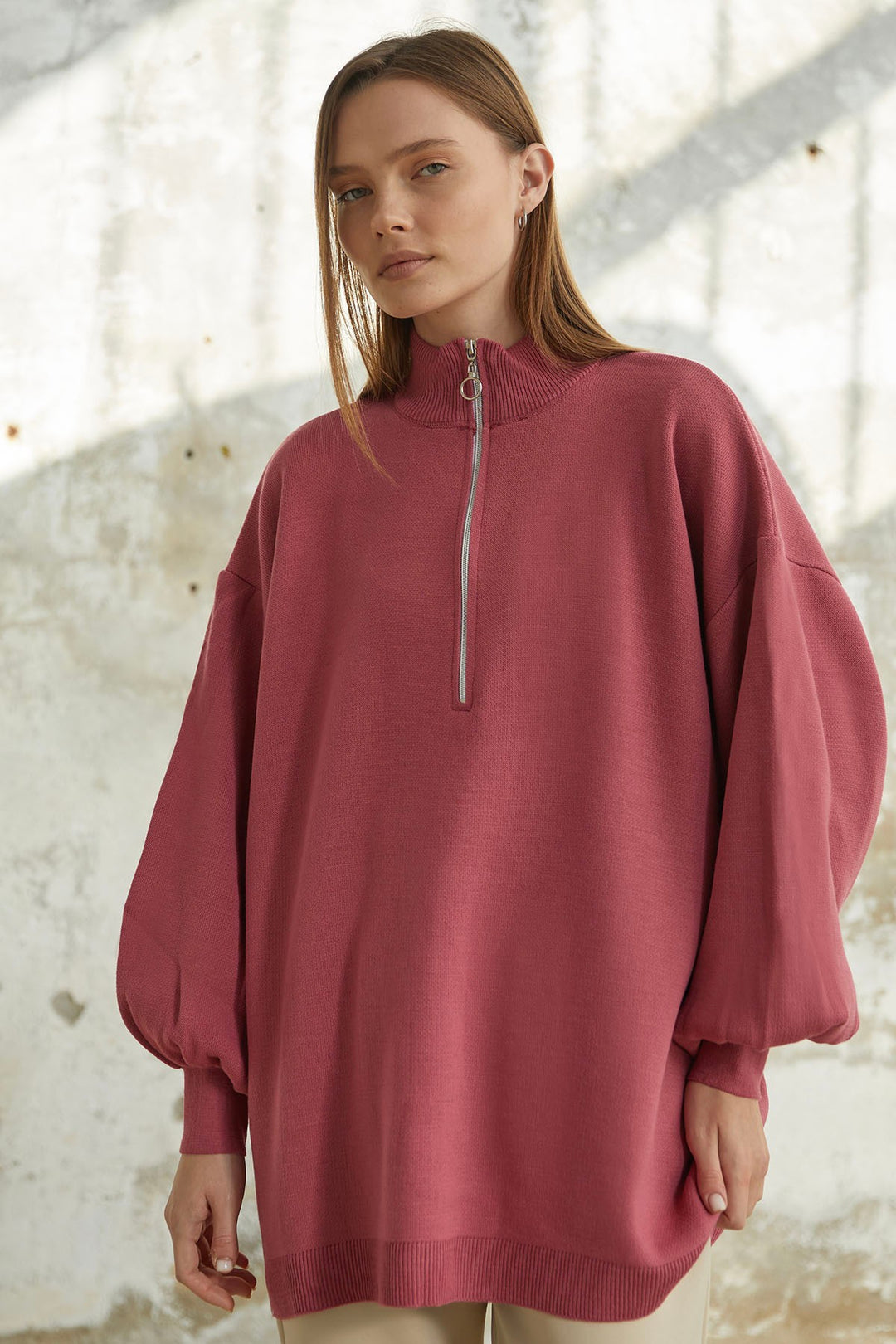 MDS Women Sara Zippered Knit Tunic - Pink - Charleroi