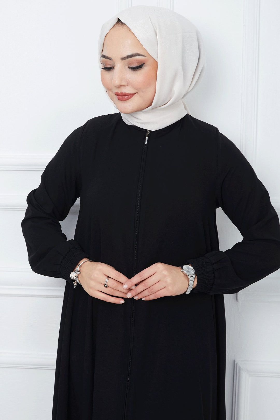 MDS Women Medina Silk Mevlana Cloak - Black - Spring Hill