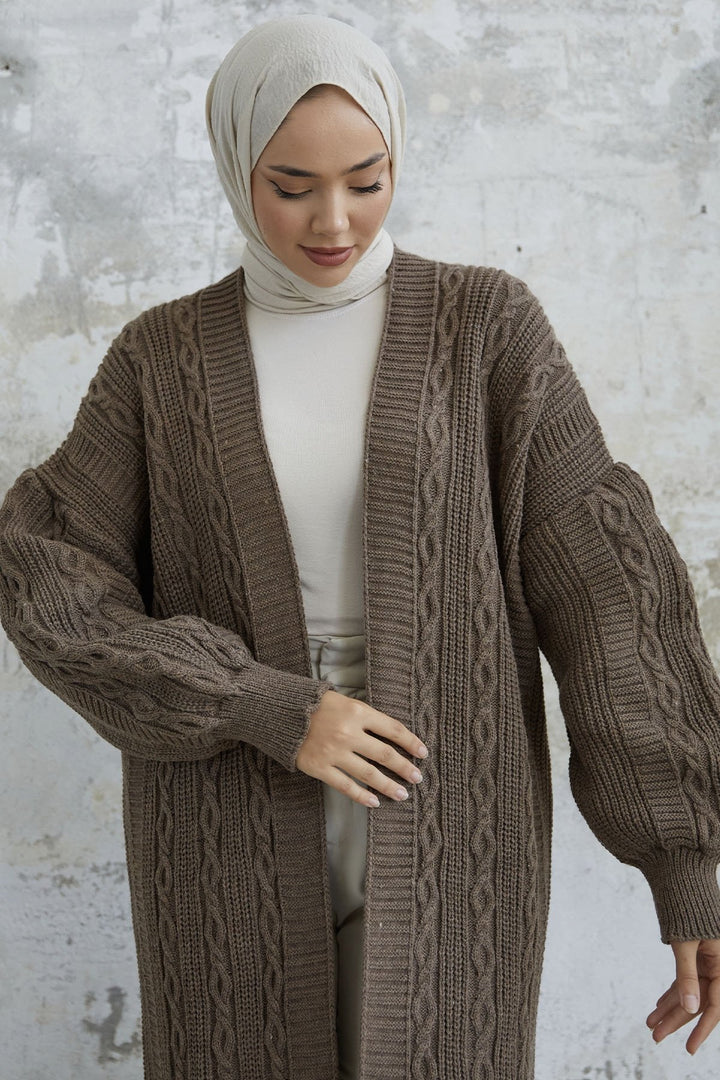 MDS Women Molly Chain Pattern Knit Cardigan - Milky Coffee - San Giorgio a Cremano