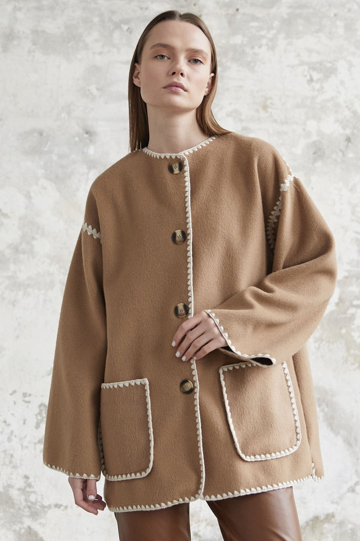 MDS Women Alira Quilted Coat - Camel - La Rinconada