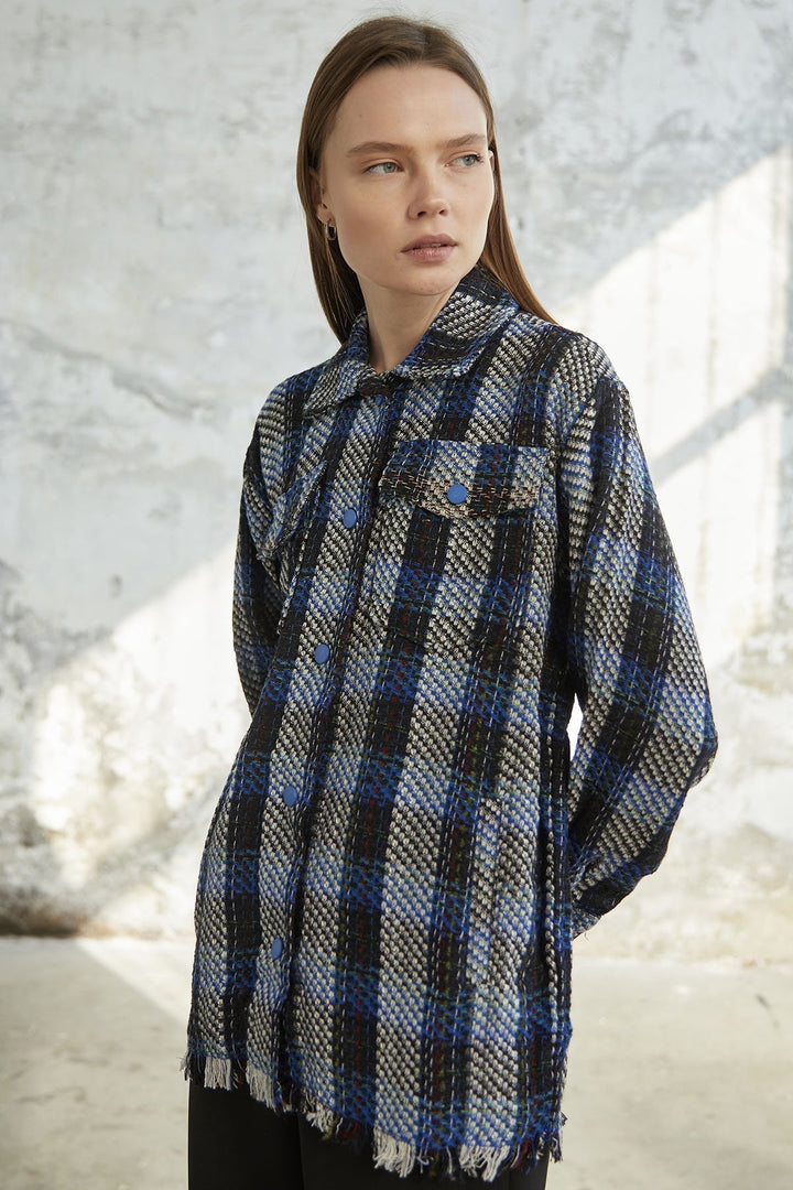 MDS Women Tassel Detail Button-Up Shirt - Blue - Wythenshawe