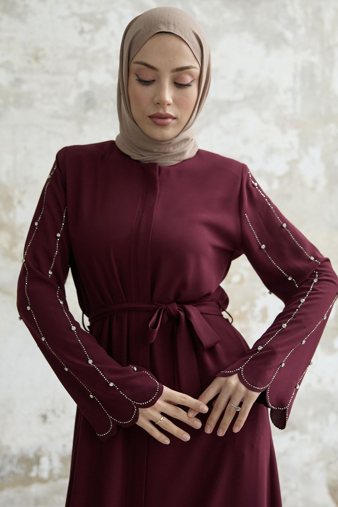 MDS Women Sleeves Stone Processing Ferace - Burgundy - Santee