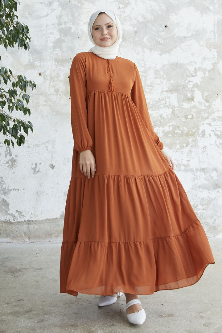 MDS Women Lace-Up Yoryo Chiffon Dress - Terracotta - Verviers