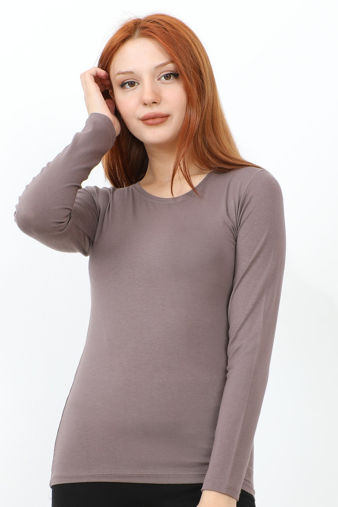 MDS Women Long Sleeve Bicycle Neck Basic Bodysuit - Brown - Hyères