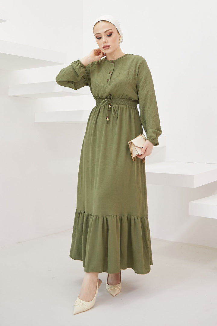 MDS Women Tena Beli Elastic Waist Dress - Khaki - Xánthi