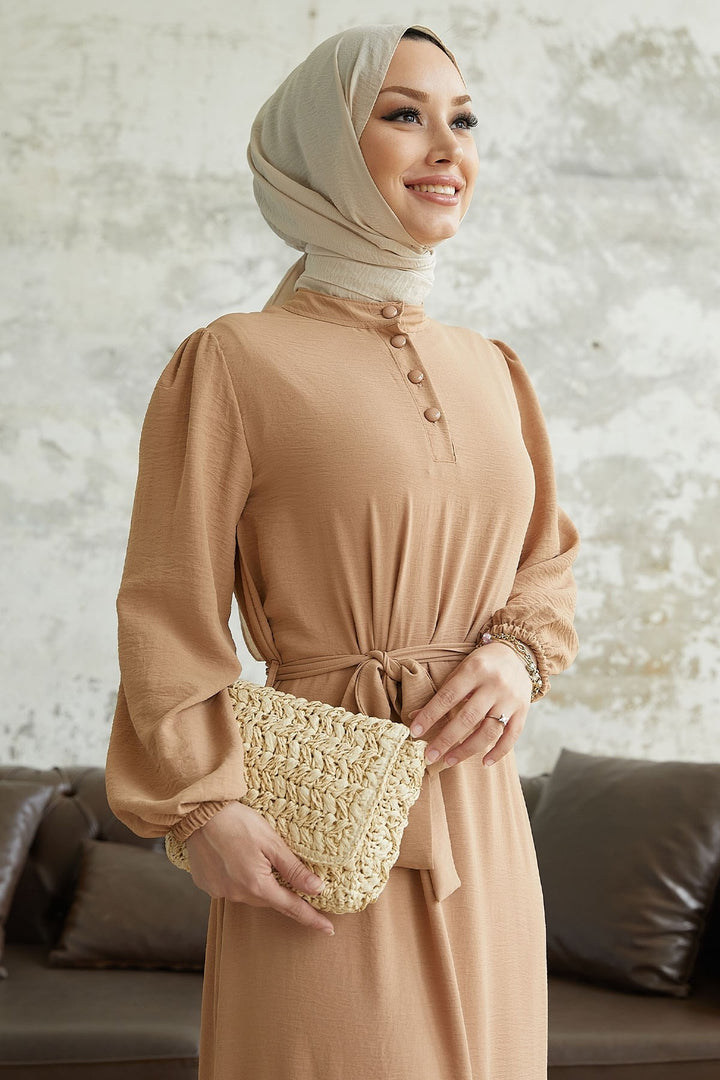 MDS Women Meyra Buttoned A-line Dress - Milky Coffee - Skelmersdale