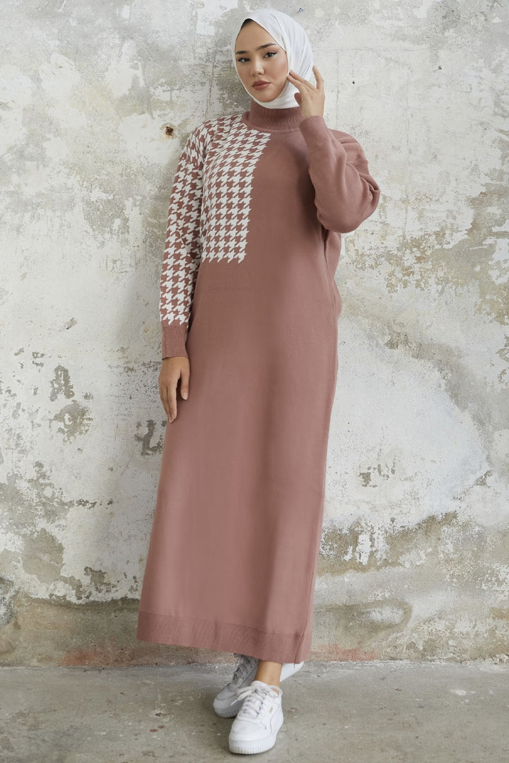MDS Women Amelia Sleeve Chevron Patterned Knit Dress - Rose Pink - Niagara Falls