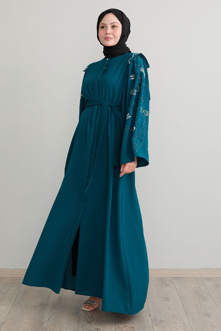 MDS Women Secret Exploding Shoulder Stoned Oil Abaya - Vitsyebsk