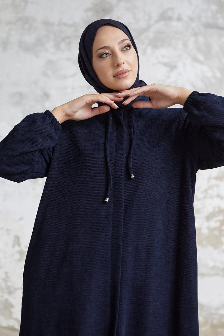 MDS Women Levina Secret Snap Abaya - Navy Blue - Montclair