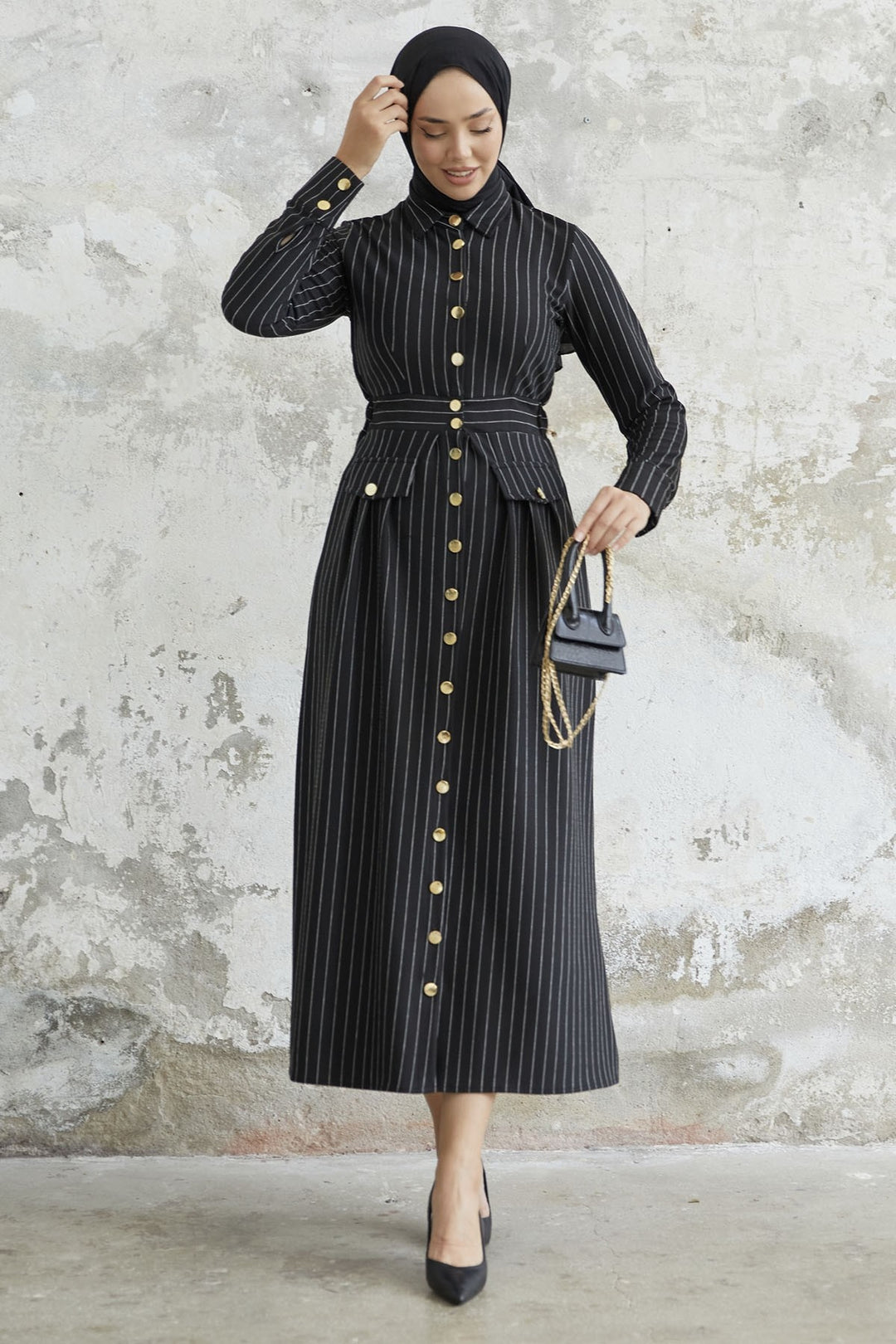 MDS Women Olesya Boydan Buttoned Dress - Black - Morden