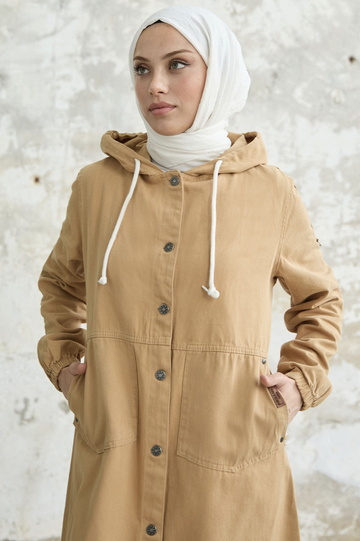 MDS Women Arm Pocketed Gabardine Jacket - Camel - Mississauga
