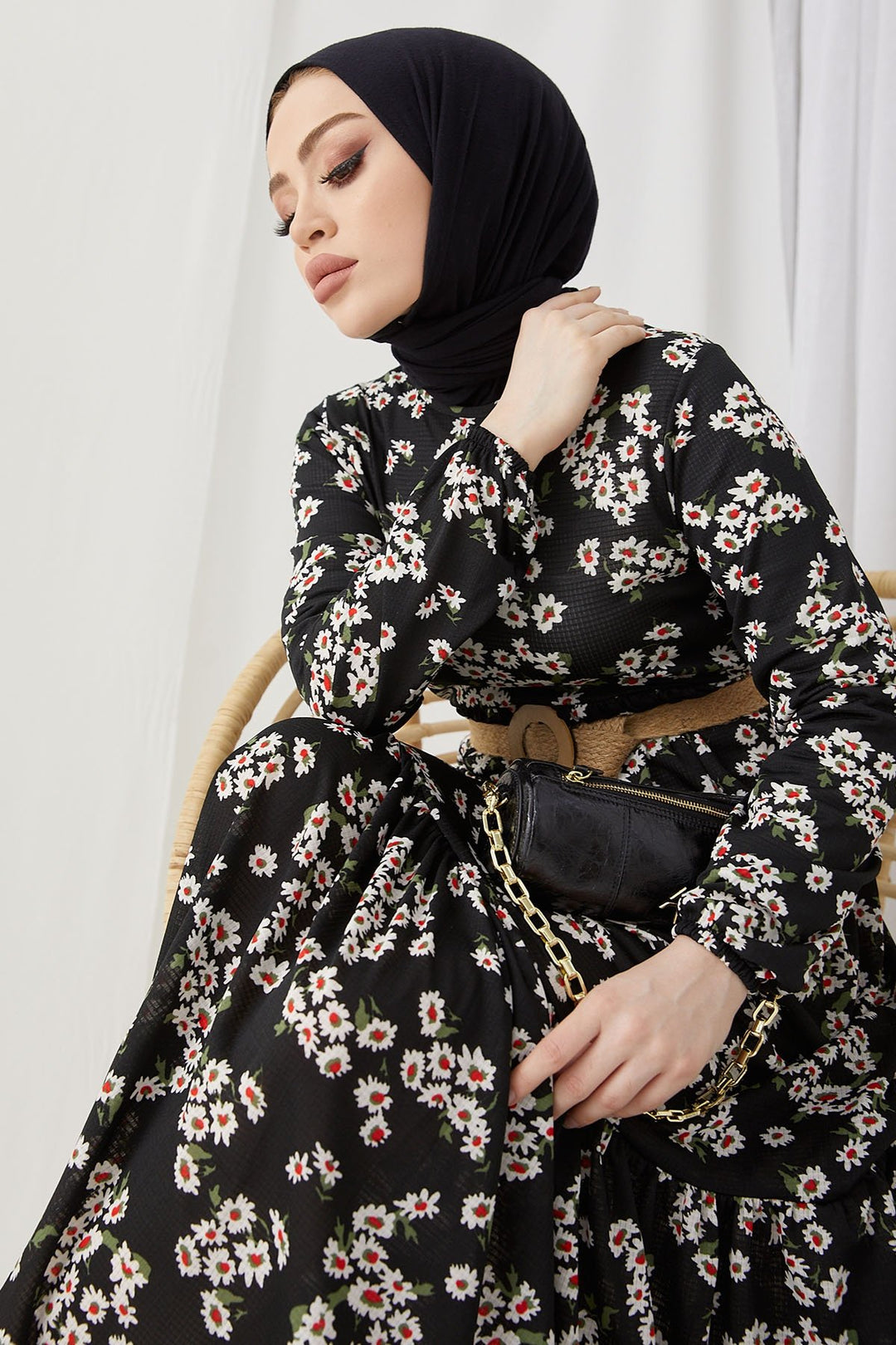 MDS Women Lesa Floral Straw Belted Dress - Black - Saarbrücken