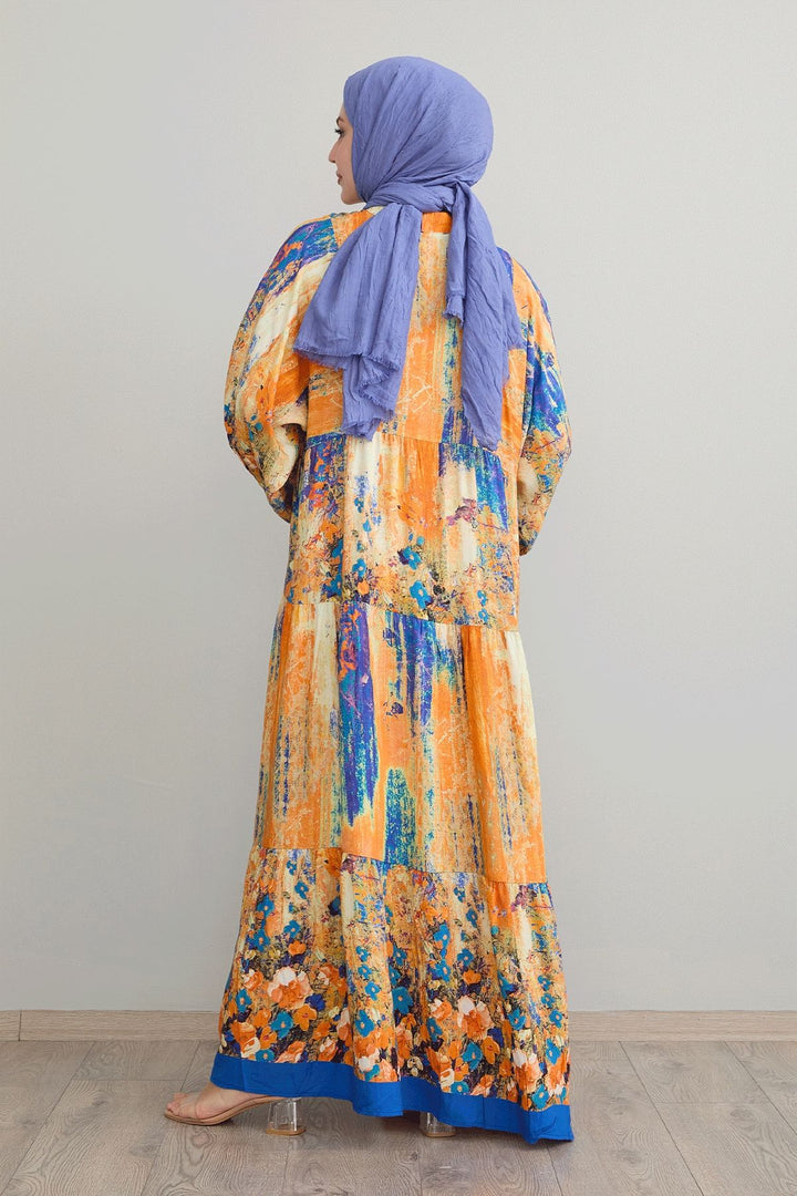 MDS Women Abstract Flower Pot Blue Viscose Dress - Salamanca