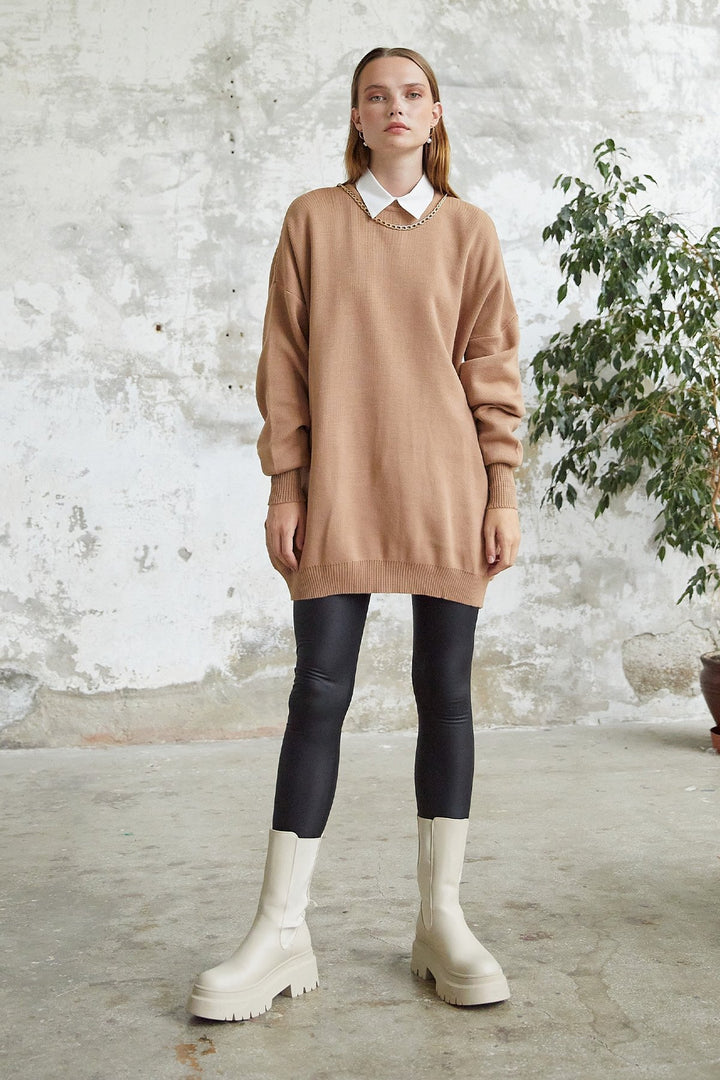MDS Women Greenhouse Chain Detailed Knit Sweater - Beige - Siena