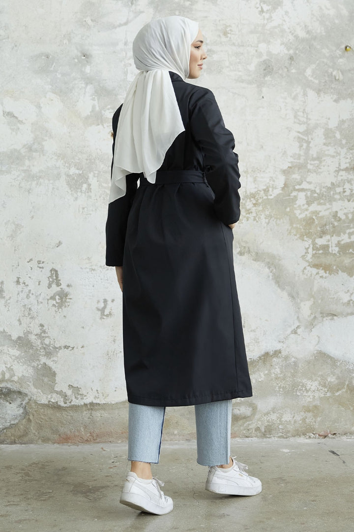 MDS Women Nalyes Belted Trench Coat - Black - Mooresville