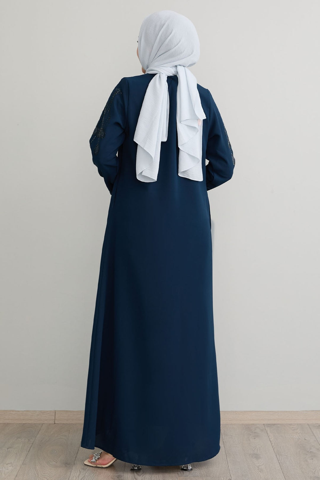 MDS Women Indigo Coat with Leaf Pearl Sleeves - Winnipeg