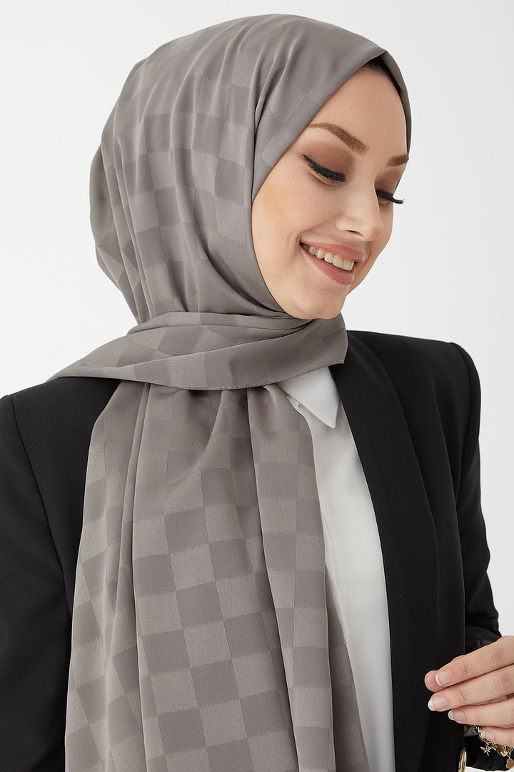 MDS Women Maura Lady Pattern Silky Jacquard Shawl - Dark Gray - Smethwick