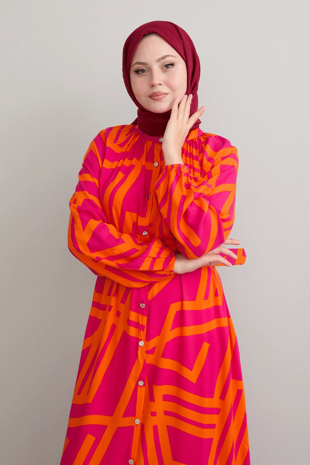MDS Women Striped Belted Fuchsia Viscose Dress - Fredericksburg