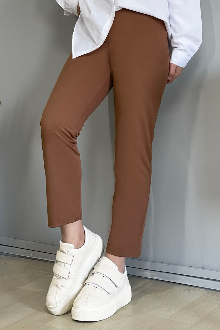 MDS Women Slim Fit Straight Leg Pants - Tan - Canberra