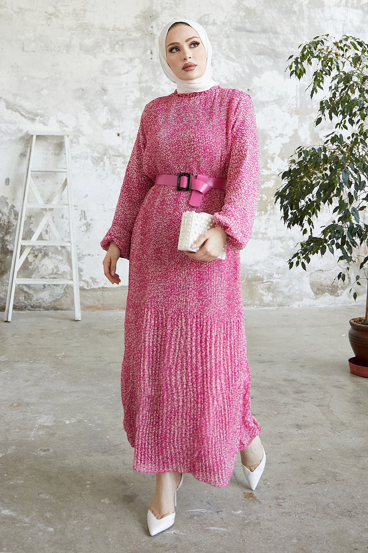 MDS Women Melya Crispy Pattern Chiffon Dress - Pink - Buckeye
