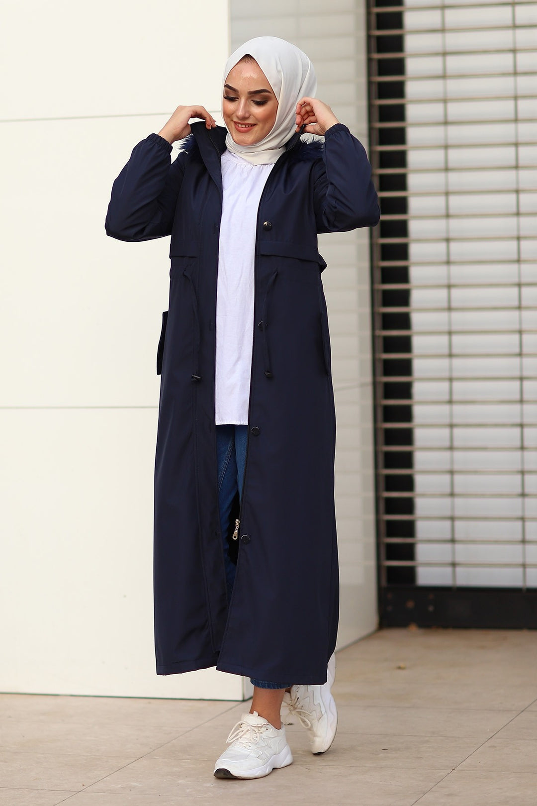 MDS Women Reverse Pocketed 2204 Long Coat - Navy - Walthamstow