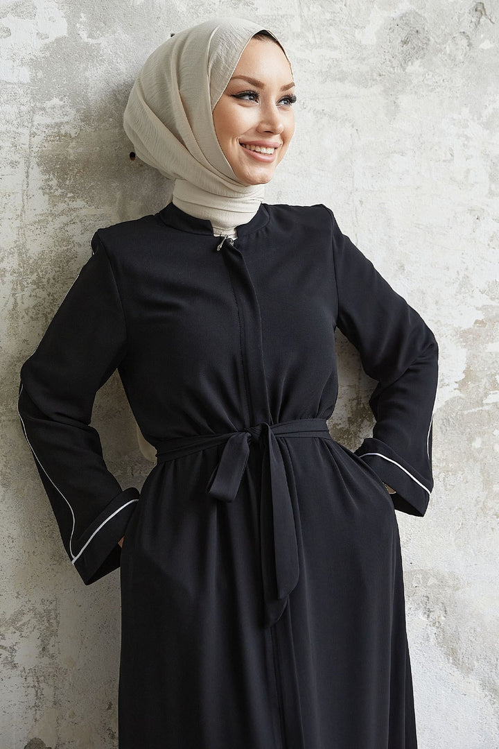 MDS Women Salvia Loose Sleeve Biye Patterned Abaya - Black - Chaïdári