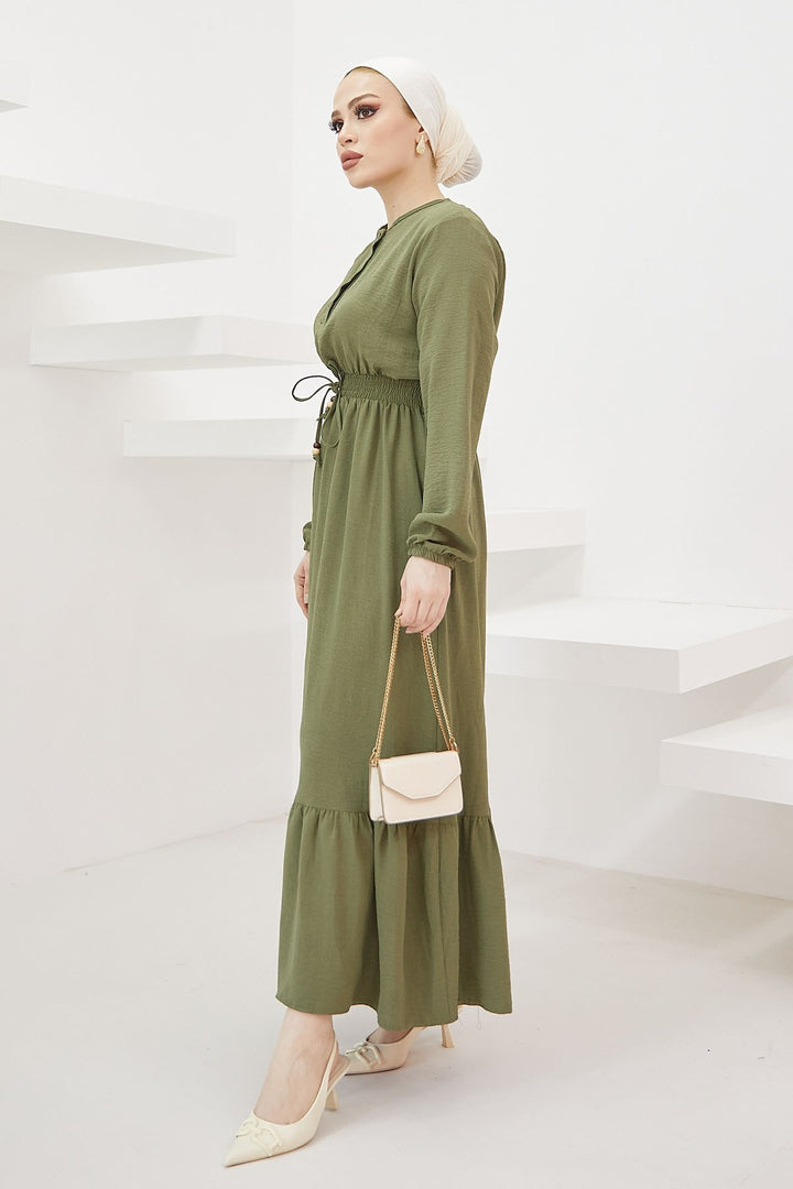 MDS Women Tena Beli Elastic Waist Dress - Khaki - Xánthi