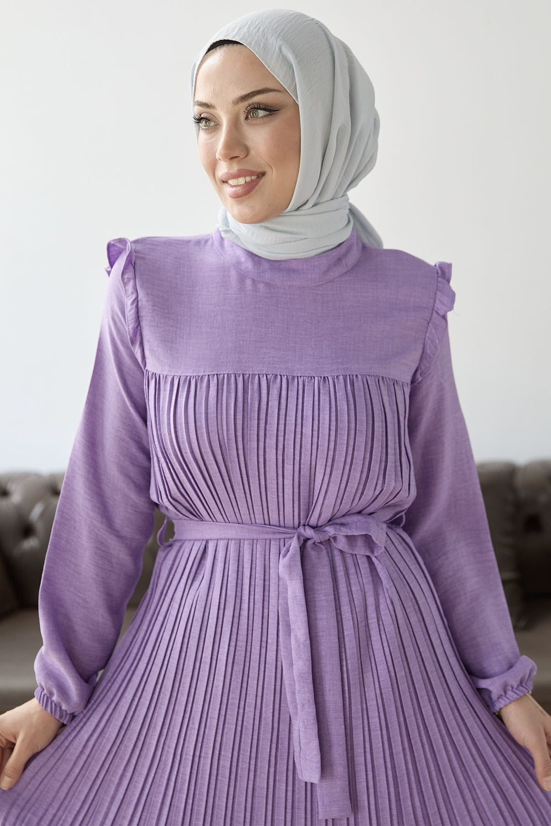 MDS Women Front Pleated Ruffle Detail Set - Lilac - Maspalomas