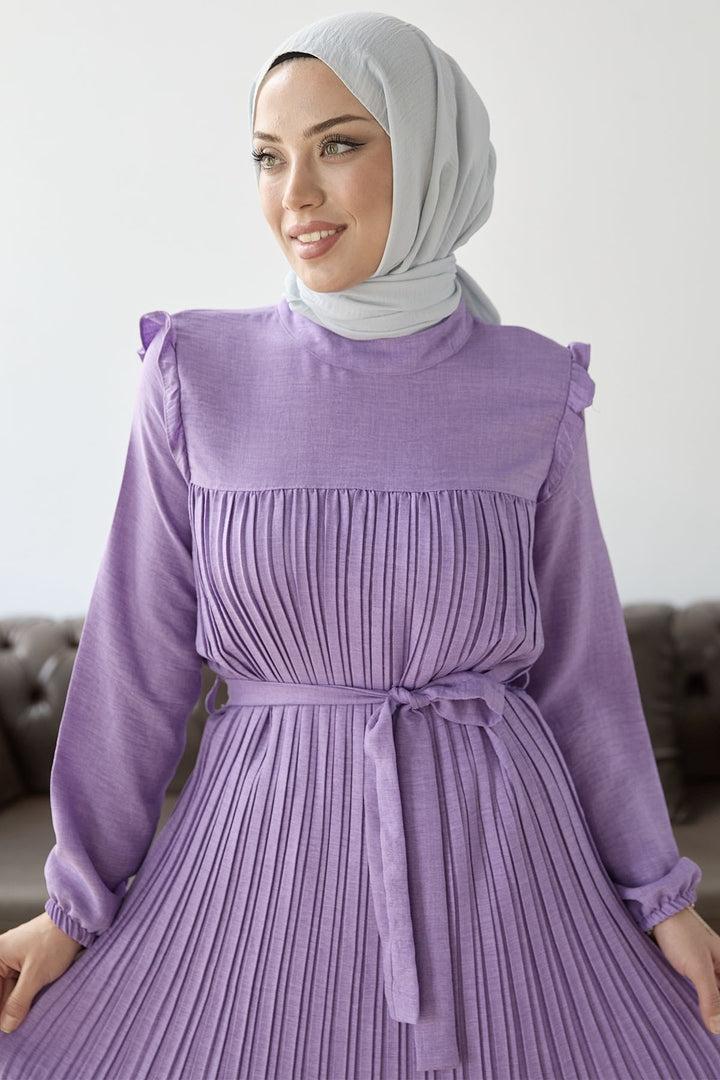 MDS Women Front Pleated Ruffle Detail Set - Lilac - Maspalomas