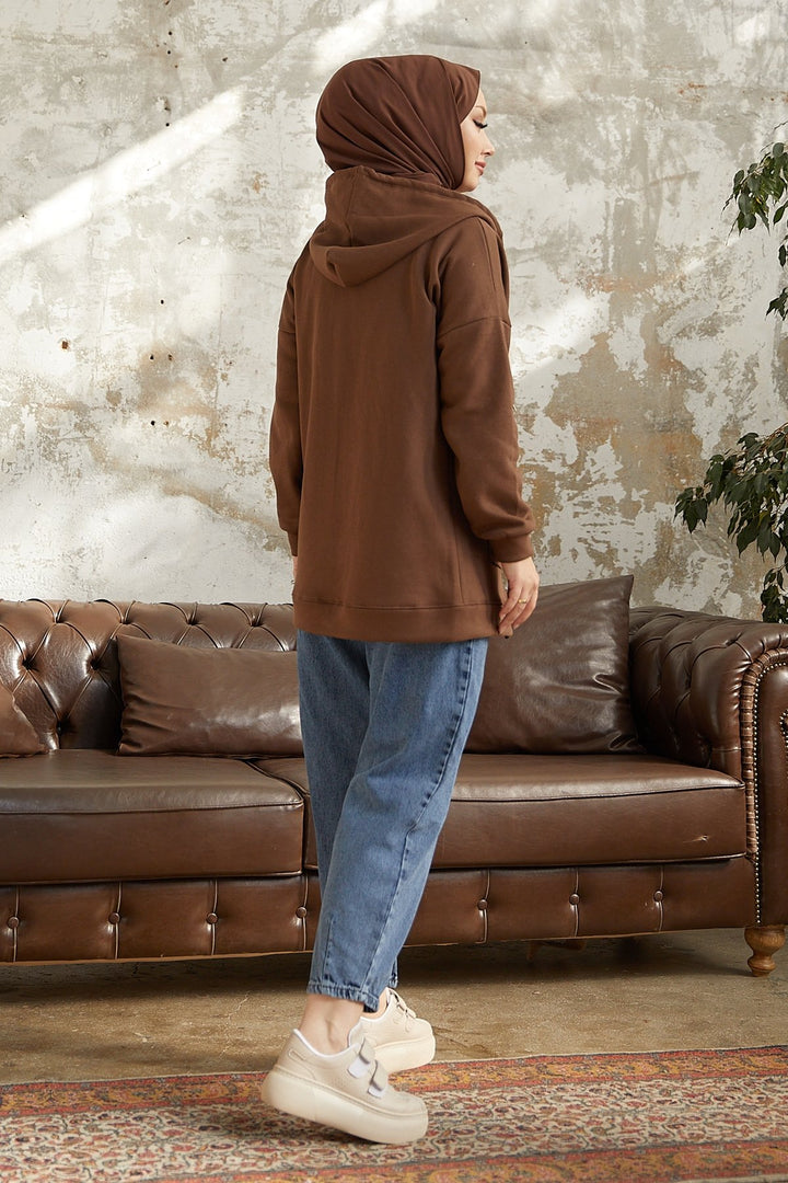 MDS Women Alena Pocket Zippered Polar Sweatshirt - Brown - Boston
