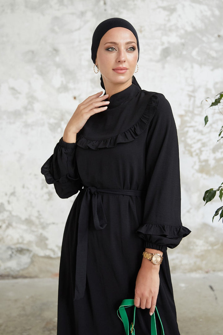 MDS Women Cindy Frill Trimmed Dress - Black - Perpignan
