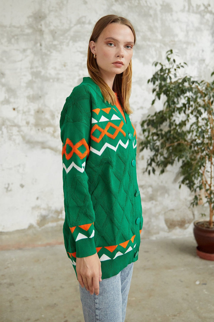 MDS Women Lady Knit Cardigan - Green - Panevėžys