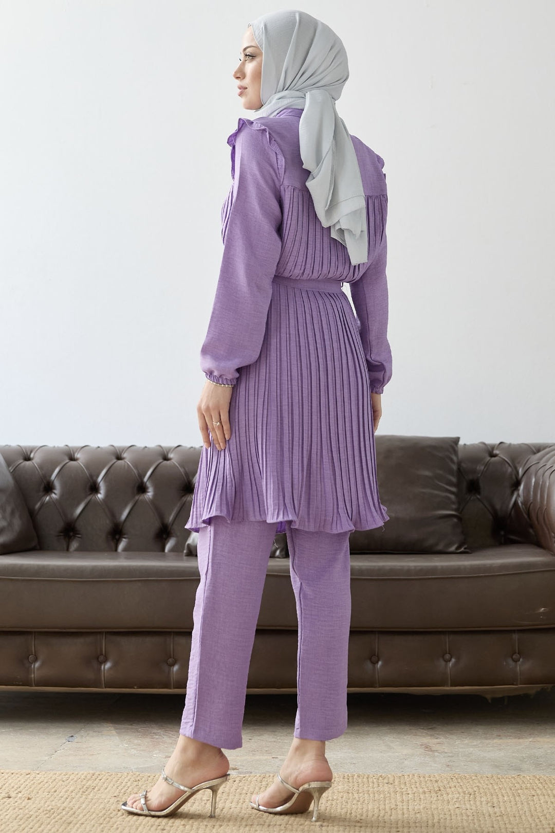 MDS Women Front Pleated Ruffle Detail Set - Lilac - Maspalomas