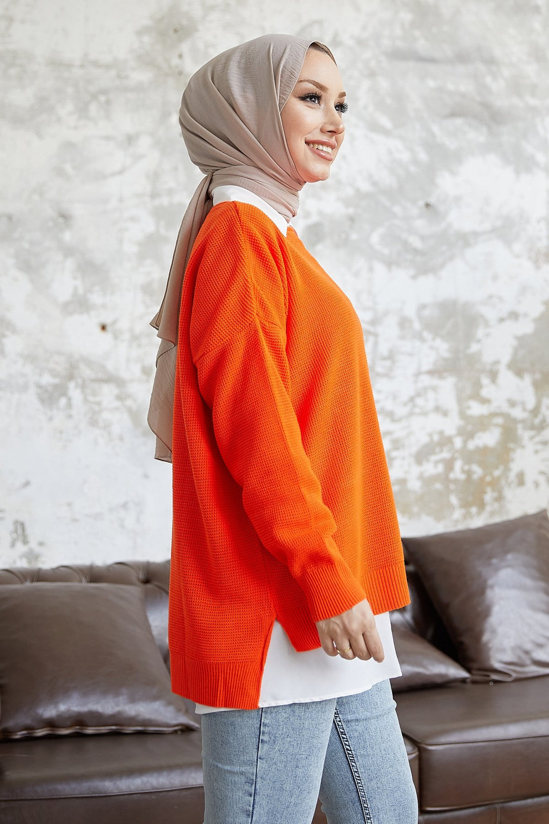 MDS Women Alisya Long Back Knit Tunic - Orange - Cozumel
