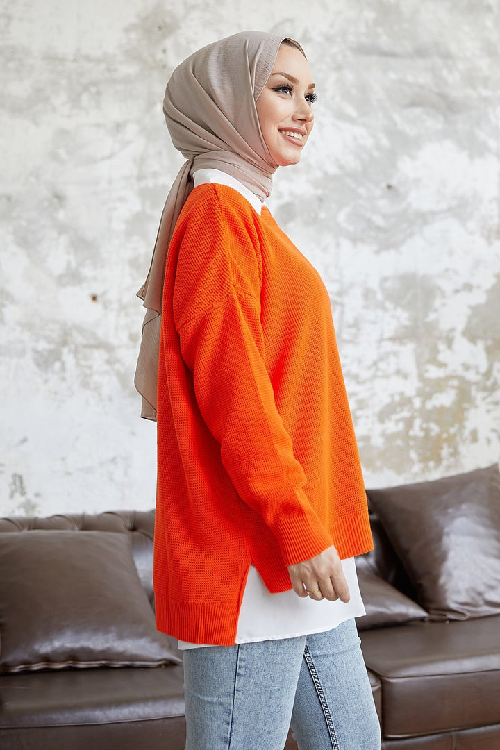 MDS Women Alisya Long Back Knit Tunic - Orange - Cozumel