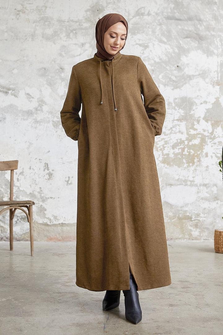 MDS Women Levina Secret Snap Abaya - Light Brown - Tempe