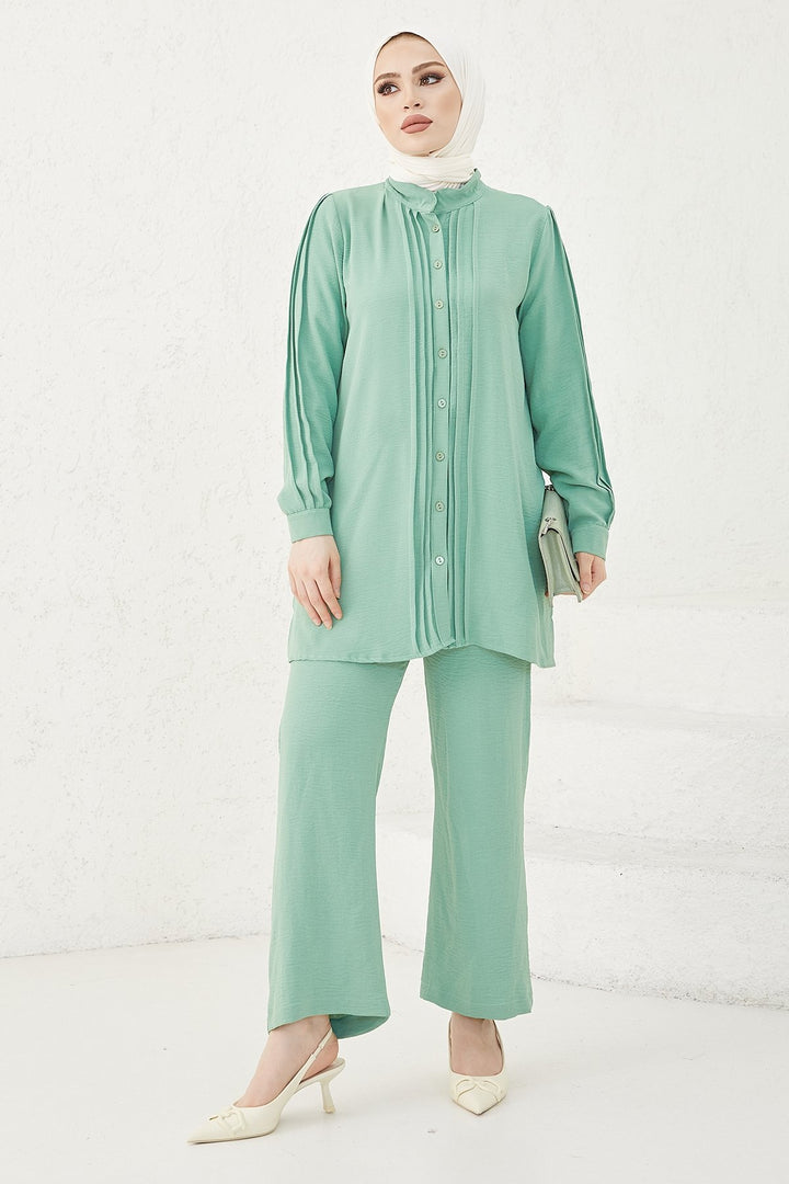 MDS Women Arm Pile Nerved Ayrobin Two Piece Set - Mint - Johns Creek