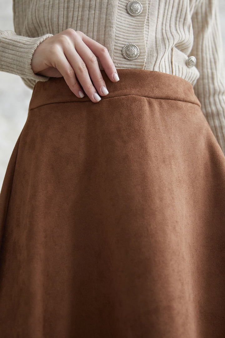 MDS Women Elisha Suede Skirt - Beige - Bagneux