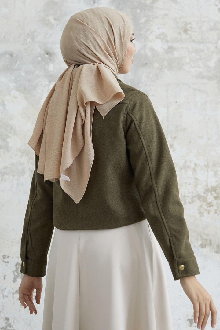 MDS Women Liesa Cover Pocketed Cashmere Jacket - Khaki - Citrus Heights