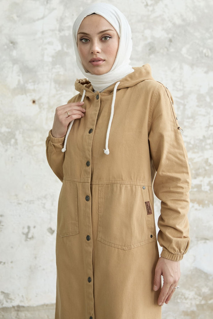 MDS Women Arm Pocketed Gabardine Jacket - Camel - Mississauga