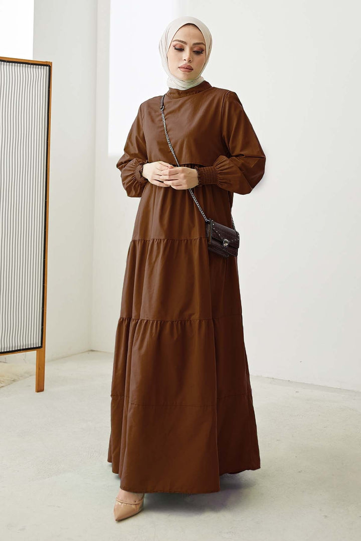 MDS Women Single Layer Detail Loose Dress - Bitter Brown - Bothell