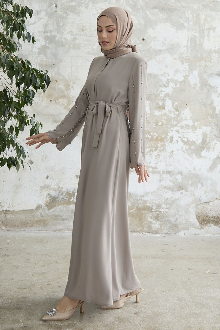 MDS Women Stone Processing Sleeve Abaya - Stone - Hagerstown