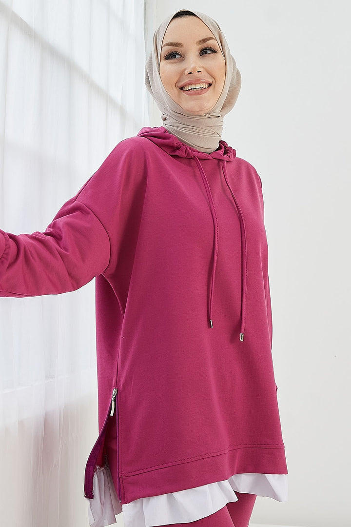 MDS Women Losya Sides Zippered Hooded Two Piece Set - Fuchsia - Exmouth