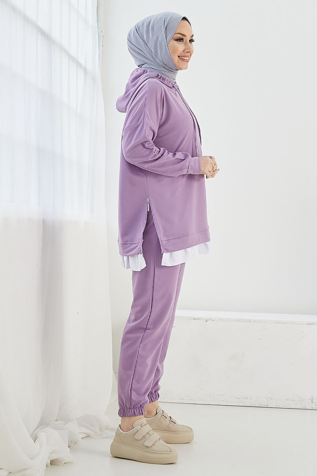 MDS Women Losya Sides Zippered Hooded Two-Piece Set - Lilac - West Valley City